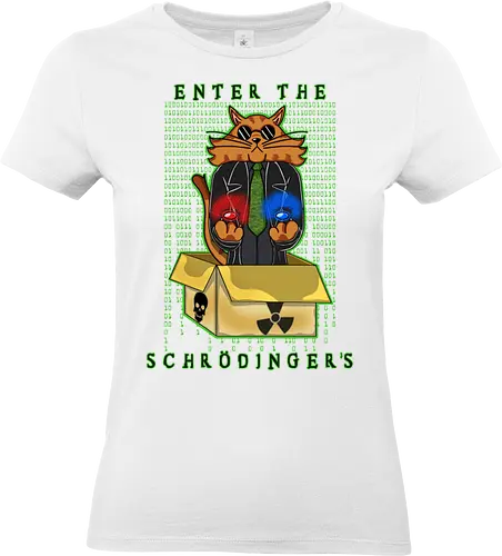 Enter the Schrodinger's (Betritt Schrödingers Box) - Popkultur, Schrödingers Katze, cleveres Wortspiel, Parodie, Mash-up, Schrödinger, Katze, Quantenphysik, The Matrix, rote Pille, blaue Pille, Wahl, Paradoxon, Wissenschaft, Nerd-Humor, Geek, philosophisch, surreal, Neugier, Box, Experiment, cooles Design - Standard T-Shirt (Frauen)