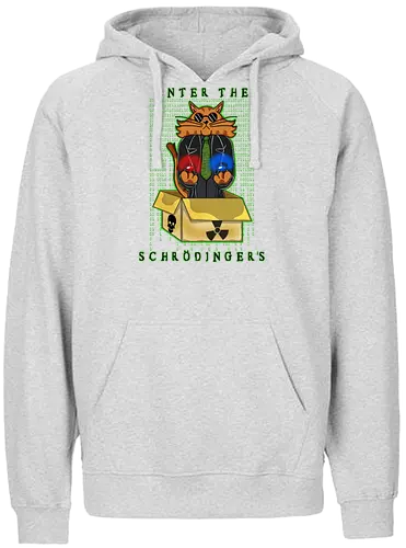 Enter the Schrodinger's (Betritt Schrödingers Box) - Popkultur, Schrödingers Katze, cleveres Wortspiel, Parodie, Mash-up, Schrödinger, Katze, Quantenphysik, The Matrix, rote Pille, blaue Pille, Wahl, Paradoxon, Wissenschaft, Nerd-Humor, Geek, philosophisch, surreal, Neugier, Box, Experiment, cooles Design - Fairtrade Hoodie