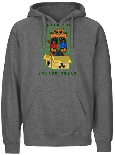 Enter the Schrodinger's (Betritt Schrödingers Box) - Popkultur, Schrödingers Katze, cleveres Wortspiel, Parodie, Mash-up, Schrödinger, Katze, Quantenphysik, The Matrix, rote Pille, blaue Pille, Wahl, Paradoxon, Wissenschaft, Nerd-Humor, Geek, philosophisch, surreal, Neugier, Box, Experiment, cooles Design - Fairtrade Hoodie