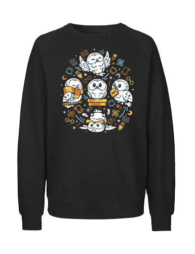 Owls And Witchcraft - owl, cute, witchcraft, wizard, school, books, magic, magical, wand, winter, fantasy, potions - Fairtrade Sweatshirt