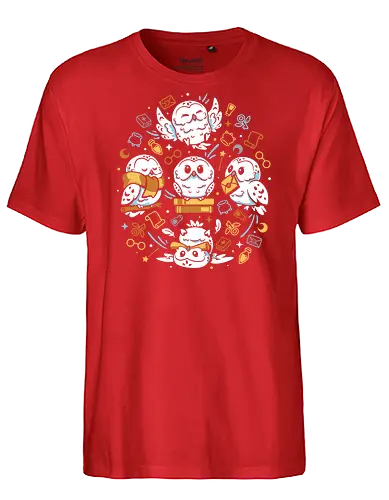 Owls And Witchcraft - owl, cute, witchcraft, wizard, school, books, magic, magical, wand, winter, fantasy, potions - Fairtrade T-Shirt