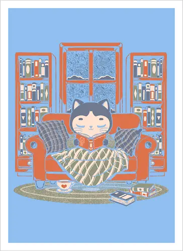 Cozy Book Winter Cat