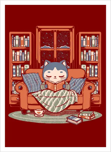 Cozy Book Winter Cat