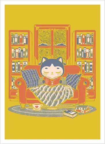 Cozy Book Winter Cat