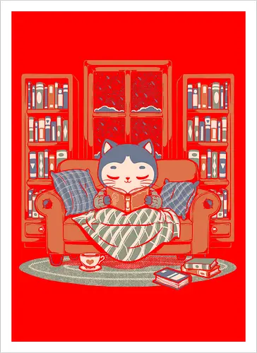 Cozy Book Winter Cat