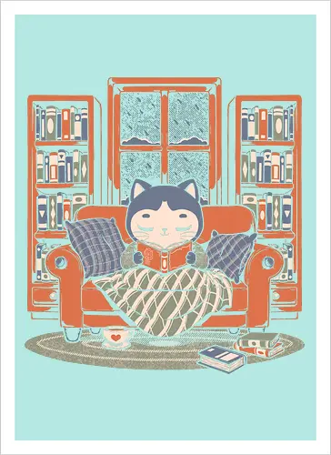 Cozy Book Winter Cat