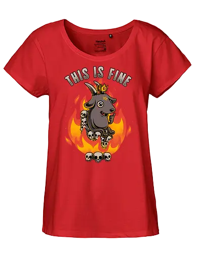 Fire Demon Meme Fine - fire, demon, meme, internet, baphomet, skull, pentagram, black humor - Fairtrade Girl Shirt