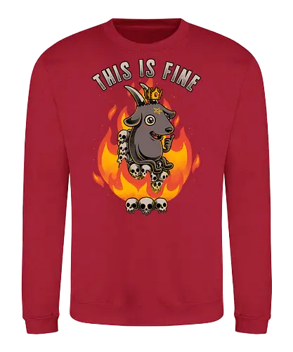 Fire Demon Meme Fine - fire, demon, meme, internet, baphomet, skull, pentagram, black humor - Sweatshirt