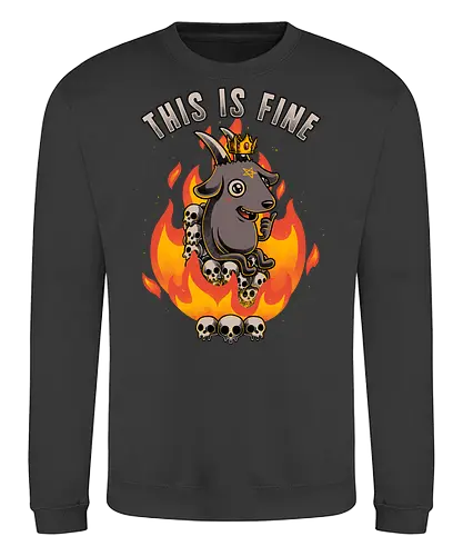 Fire Demon Meme Fine - fire, demon, meme, internet, baphomet, skull, pentagram, black humor - Sweatshirt