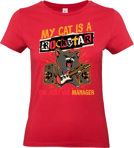 Rockstar Cat Manager - cool, funny, cat, black cat, rockstar, metal, heavy metal, punk, rock, rock and rool, music, pet, joke, cute, screaming - Standard T-Shirt (Frauen)