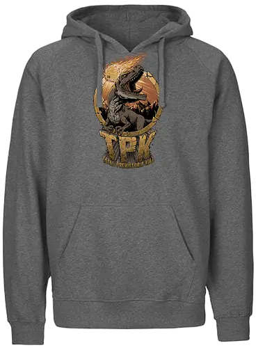 RPG - Prehistoric TPK - TPK, Total Party Kill, dinosaur, tyrannosaurus rex, t-rex, rpg, role-playing game, fantasy, rpg, Pen and Paper, d20, dungeon master, role-playing game, tabletop, game master - Fairtrade Hoodie