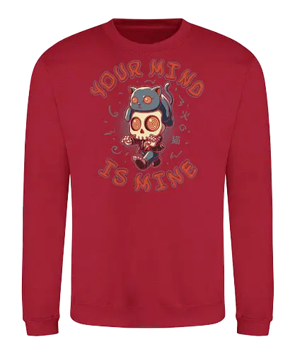 Mind Control - cat lovers, mind control, zombie, chibi, kawaii, funny cat, cute cat, cat joke, cat mom, cat lady, internet meme, hilarious, cat meme, vintage colors, retro style - Sweatshirt