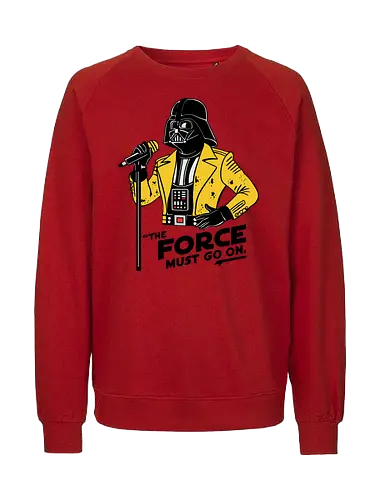 Villain Rock Star - Villain, microphone, yellow jacket, rock star, sci-fi, helmet, iconic, phrase, music, parody - Fairtrade Sweatshirt