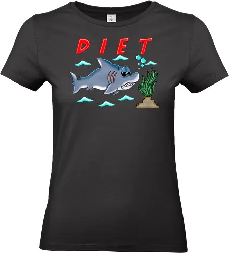 Shark Diet (Haidiät) - Hai, Diät, Cartoon, lustig, Sarkasmus, Humor, witzig, verspielt, Spaß, Strand, Meer, Ozean, Fisch, Lächeln, Entspannung, Lacher, Meeresthema, urkomisch, lässig, Tiere, maritim, sarkastisch, einzigartig, kreativ, komisch - Standard T-Shirt (Frauen)