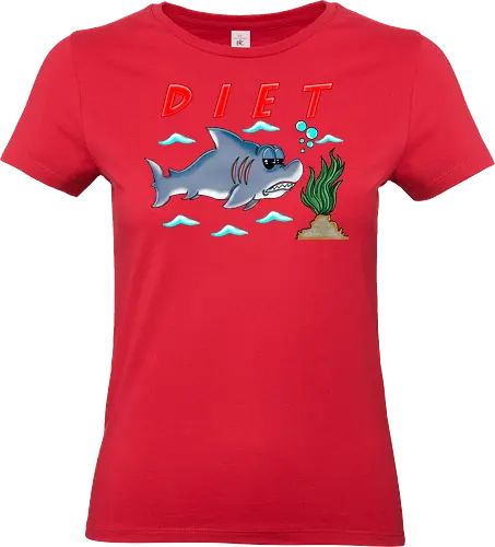 Shark Diet (Haidiät) - Hai, Diät, Cartoon, lustig, Sarkasmus, Humor, witzig, verspielt, Spaß, Strand, Meer, Ozean, Fisch, Lächeln, Entspannung, Lacher, Meeresthema, urkomisch, lässig, Tiere, maritim, sarkastisch, einzigartig, kreativ, komisch - Standard T-Shirt (Frauen)