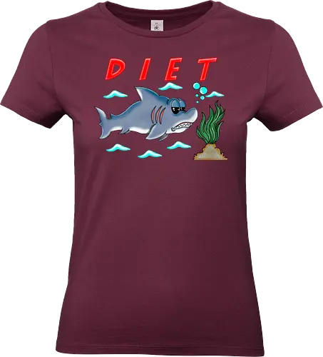 Shark Diet (Haidiät) - Hai, Diät, Cartoon, lustig, Sarkasmus, Humor, witzig, verspielt, Spaß, Strand, Meer, Ozean, Fisch, Lächeln, Entspannung, Lacher, Meeresthema, urkomisch, lässig, Tiere, maritim, sarkastisch, einzigartig, kreativ, komisch - Standard T-Shirt (Frauen)