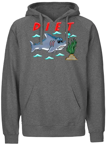 Shark Diet (Haidiät) - Hai, Diät, Cartoon, lustig, Sarkasmus, Humor, witzig, verspielt, Spaß, Strand, Meer, Ozean, Fisch, Lächeln, Entspannung, Lacher, Meeresthema, urkomisch, lässig, Tiere, maritim, sarkastisch, einzigartig, kreativ, komisch - Fairtrade Hoodie