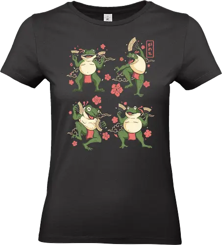 Dance Of The Toads Ukiyo e - japan, japanese, ukiyo, ukiyo e, japanese art, woodblock print, frog, toad, dance - Standard T-Shirt (Frauen)