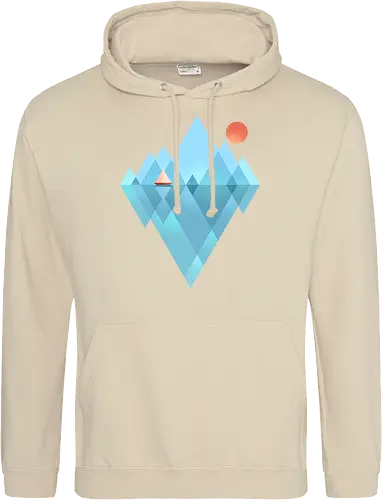 Iceberg - geometric, abstract, arctic, boat, colorful, iceberg, minimalism, minimalist, modern art, nature, nordic, sea, simple, sun, geometrical designs - Standard Hoodie
