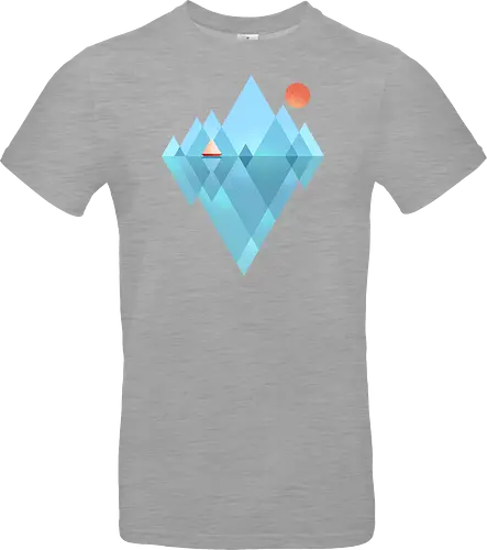 Iceberg - geometric, abstract, arctic, boat, colorful, iceberg, minimalism, minimalist, modern art, nature, nordic, sea, simple, sun, geometrical designs - Standard T-Shirt