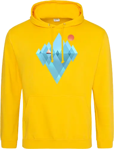 Iceberg - geometric, abstract, arctic, boat, colorful, iceberg, minimalism, minimalist, modern art, nature, nordic, sea, simple, sun, geometrical designs - Standard Hoodie