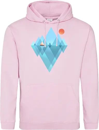 Iceberg - geometric, abstract, arctic, boat, colorful, iceberg, minimalism, minimalist, modern art, nature, nordic, sea, simple, sun, geometrical designs - Standard Hoodie