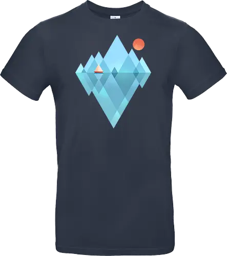 Iceberg - geometric, abstract, arctic, boat, colorful, iceberg, minimalism, minimalist, modern art, nature, nordic, sea, simple, sun, geometrical designs - Standard T-Shirt