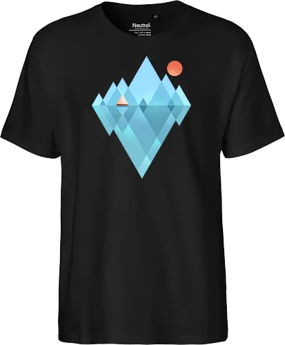 Iceberg - geometric, abstract, arctic, boat, colorful, iceberg, minimalism, minimalist, modern art, nature, nordic, sea, simple, sun, geometrical designs - Fairtrade T-Shirt