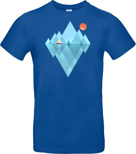 Iceberg - geometric, abstract, arctic, boat, colorful, iceberg, minimalism, minimalist, modern art, nature, nordic, sea, simple, sun, geometrical designs - Standard T-Shirt