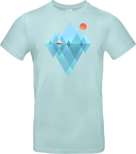 Iceberg - geometric, abstract, arctic, boat, colorful, iceberg, minimalism, minimalist, modern art, nature, nordic, sea, simple, sun, geometrical designs - Standard T-Shirt