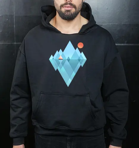 Iceberg - geometric, abstract, arctic, boat, colorful, iceberg, minimalism, minimalist, modern art, nature, nordic, sea, simple, sun, geometrical designs - Cropped Hoodie