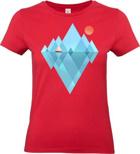 Iceberg - geometric, abstract, arctic, boat, colorful, iceberg, minimalism, minimalist, modern art, nature, nordic, sea, simple, sun, geometrical designs - Standard T-Shirt (Frauen)
