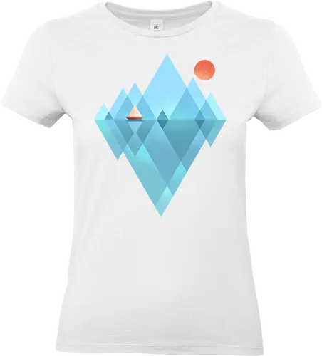 Iceberg - geometric, abstract, arctic, boat, colorful, iceberg, minimalism, minimalist, modern art, nature, nordic, sea, simple, sun, geometrical designs - Standard T-Shirt (Frauen)