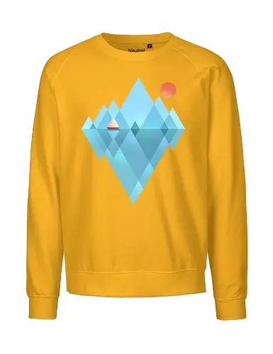 Iceberg - geometric, abstract, arctic, boat, colorful, iceberg, minimalism, minimalist, modern art, nature, nordic, sea, simple, sun, geometrical designs - Fairtrade Sweatshirt