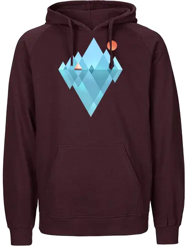 Iceberg - geometric, abstract, arctic, boat, colorful, iceberg, minimalism, minimalist, modern art, nature, nordic, sea, simple, sun, geometrical designs - Fairtrade Hoodie