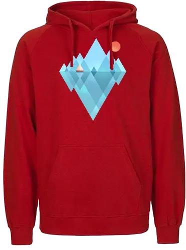 Iceberg - geometric, abstract, arctic, boat, colorful, iceberg, minimalism, minimalist, modern art, nature, nordic, sea, simple, sun, geometrical designs - Fairtrade Hoodie