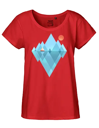 Iceberg - geometric, abstract, arctic, boat, colorful, iceberg, minimalism, minimalist, modern art, nature, nordic, sea, simple, sun, geometrical designs - Fairtrade Girl Shirt