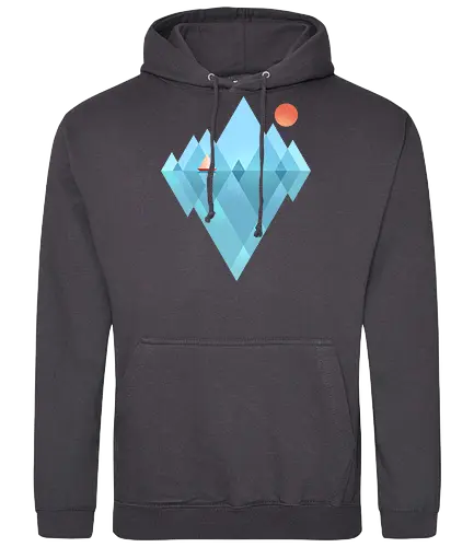 Iceberg - geometric, abstract, arctic, boat, colorful, iceberg, minimalism, minimalist, modern art, nature, nordic, sea, simple, sun, geometrical designs - Standard Hoodie