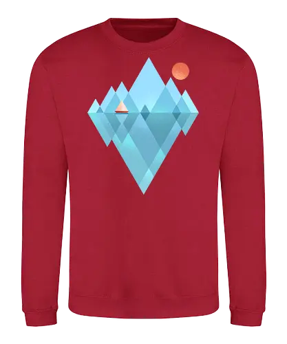 Iceberg - geometric, abstract, arctic, boat, colorful, iceberg, minimalism, minimalist, modern art, nature, nordic, sea, simple, sun, geometrical designs - Sweatshirt