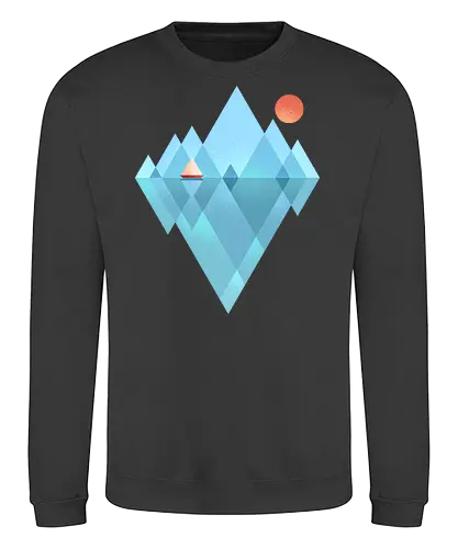 Iceberg - geometric, abstract, arctic, boat, colorful, iceberg, minimalism, minimalist, modern art, nature, nordic, sea, simple, sun, geometrical designs - Sweatshirt