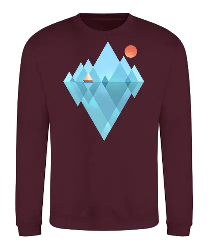 Iceberg - geometric, abstract, arctic, boat, colorful, iceberg, minimalism, minimalist, modern art, nature, nordic, sea, simple, sun, geometrical designs - Sweatshirt