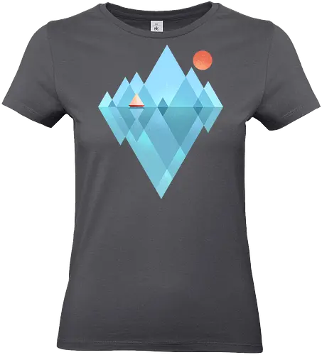 Iceberg - geometric, abstract, arctic, boat, colorful, iceberg, minimalism, minimalist, modern art, nature, nordic, sea, simple, sun, geometrical designs - Standard T-Shirt (Frauen)