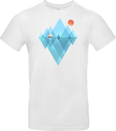 Iceberg - geometric, abstract, arctic, boat, colorful, iceberg, minimalism, minimalist, modern art, nature, nordic, sea, simple, sun, geometrical designs - Standard T-Shirt