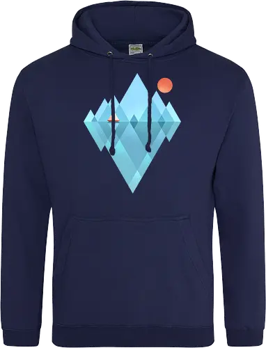 Iceberg - geometric, abstract, arctic, boat, colorful, iceberg, minimalism, minimalist, modern art, nature, nordic, sea, simple, sun, geometrical designs - Standard Hoodie