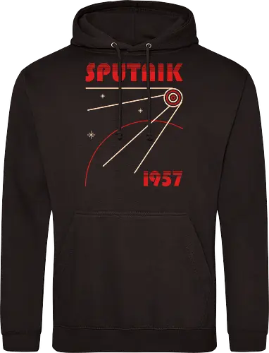 Sputnik 1957 Minimal Design - sputnik, abstract, astronaut, explore, geometric, minimalist, nostalgia, retro, russia, russian, science, space, space race, stars, vintage - Standard Hoodie