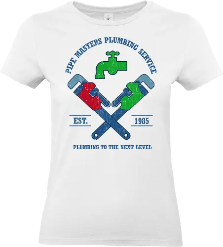 Pipe Masters Plumber Service - gamer, 80s, childhood, funny, gaming, geek, nerd, nostalgia, plumber, popculture, retro, retro gamer, service, video game, vintage - Standard T-Shirt (Frauen)