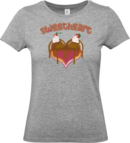 Sweetheart (Herzallerliebst) - kreativ, Geschenk, Valentinstag, bezaubernd, Herzmotiv, Naschkatze, Spaß, Cartoon, Design, einzigartig, Herz, süß, Desserts, Süßigkeiten, romantisch, Liebe, kawaii, niedlich, charmant, verspielt - Standard T-Shirt (Frauen)