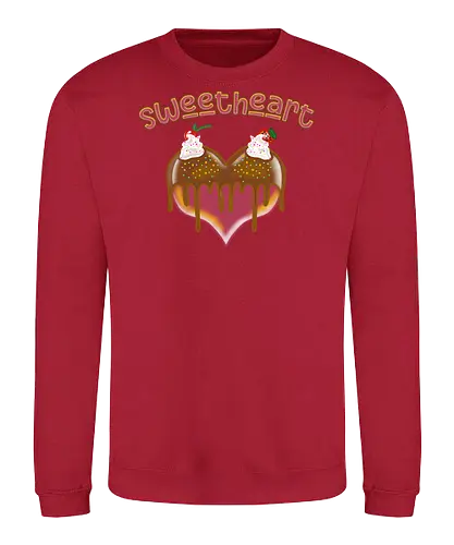 Sweetheart (Herzallerliebst) - kreativ, Geschenk, Valentinstag, bezaubernd, Herzmotiv, Naschkatze, Spaß, Cartoon, Design, einzigartig, Herz, süß, Desserts, Süßigkeiten, romantisch, Liebe, kawaii, niedlich, charmant, verspielt - Sweatshirt