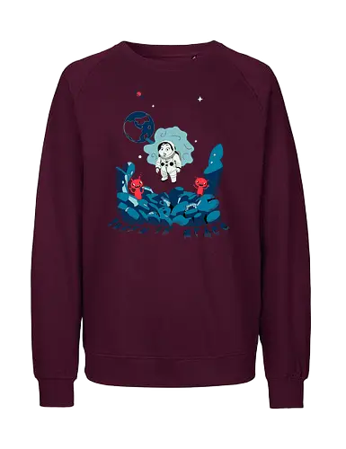 bunny in space - alien invasion, bunny art, bunny cartoon, bunny rabbit, cartoon alien, comic bunny, funny aliens, lost galaxy bunny, space, retro, wormhole, Arture - Fairtrade Sweatshirt