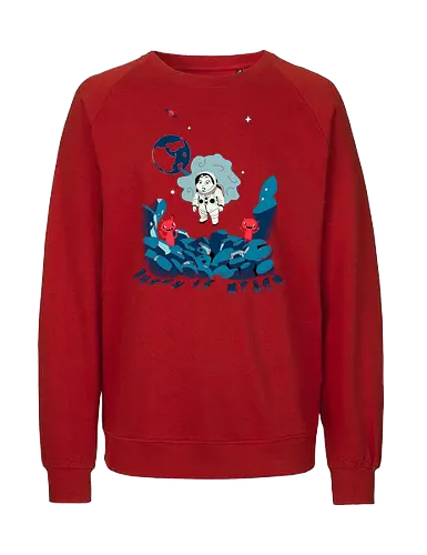 bunny in space - alien invasion, bunny art, bunny cartoon, bunny rabbit, cartoon alien, comic bunny, funny aliens, lost galaxy bunny, space, retro, wormhole, Arture - Fairtrade Sweatshirt